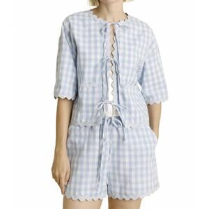 NEW AUREUM gingham top in blue